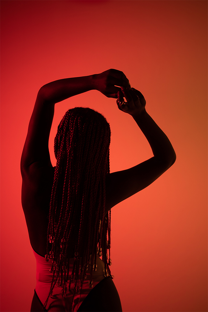 Photo of a girl in red light